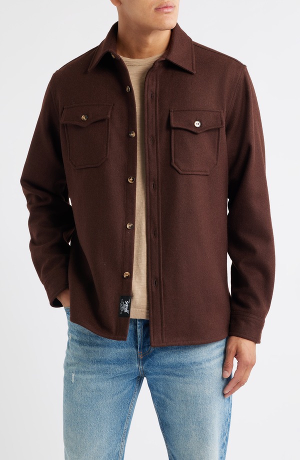 ショット ニューヨーク メンズ トップス シャツ ウール Schott NYCPO Wool Blend Work Shirt Brown ブラウン 19,511円