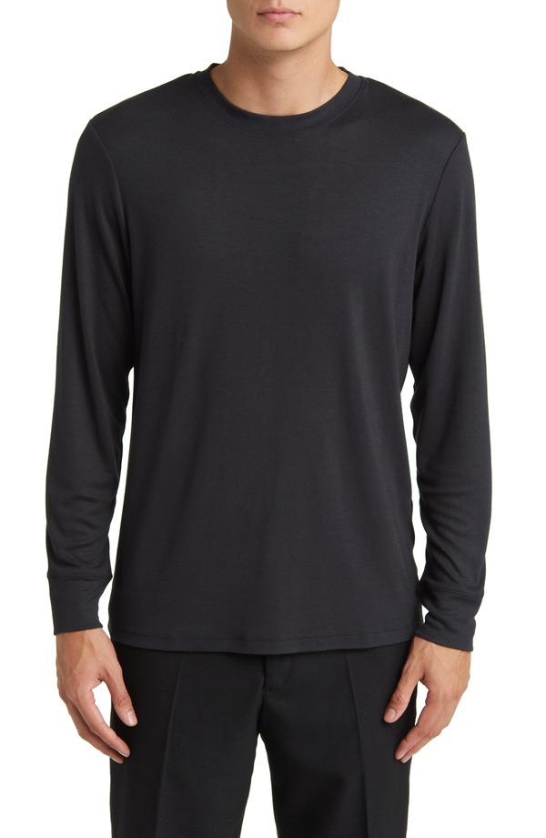 セオリー メンズ トップス Tシャツ Theory Essentialong Sleeve T-Shirt Black - 001 ブラック
