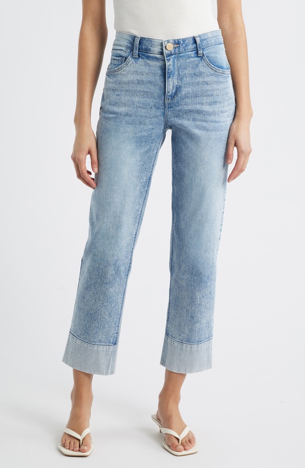 ウィット&ウィズダム レディース ボトムス デニムパンツ ハイウエスト ジーンズ Wit & Wisdom High Waist Cuff Hem Jeans Light Blue Artisanal ブルー｜ReVida 店