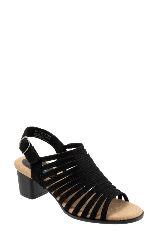 トロッターズ レディース シューズ ヒール サンダル Trotters Midge Slingback Sandal Black Suede ブラック