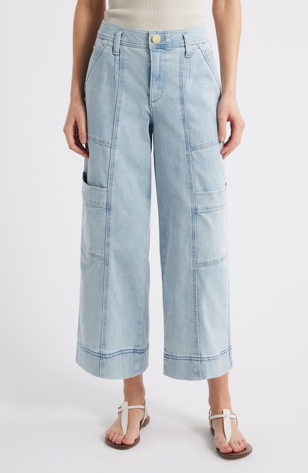 ウィット&ウィズダム レディース ボトムス レギンス ワイドレッグ パンツ コットン Wit & Wisdom Skyrise Cotton Crop Wide Leg Utility Pants Light Blue ブルー
