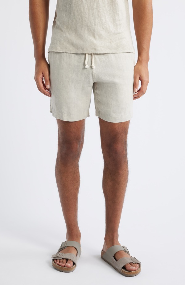 アレックス起重機 メンズ ボトムス 二分の一ズボン下・さる股引き 遊撃手ズボン下 リネン ALEX CRANE Bo Linen Drawstring Shorts Bone