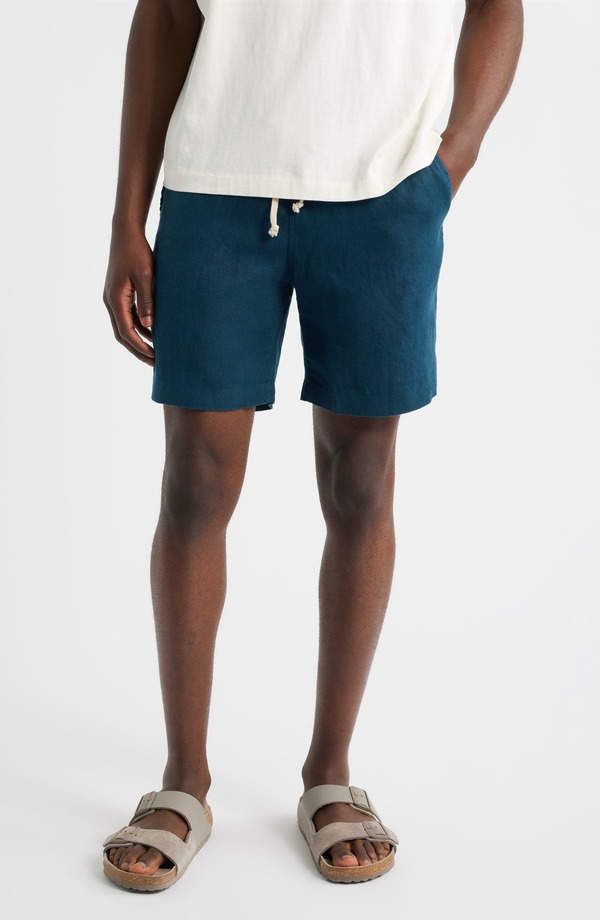 アレックス起重機 メンズ ボトムス 二分の一ズボン下・さる股引き 遊撃手ズボン下 リネン ALEX CRANE Bo Linen Drawstring Shorts Dusk 2