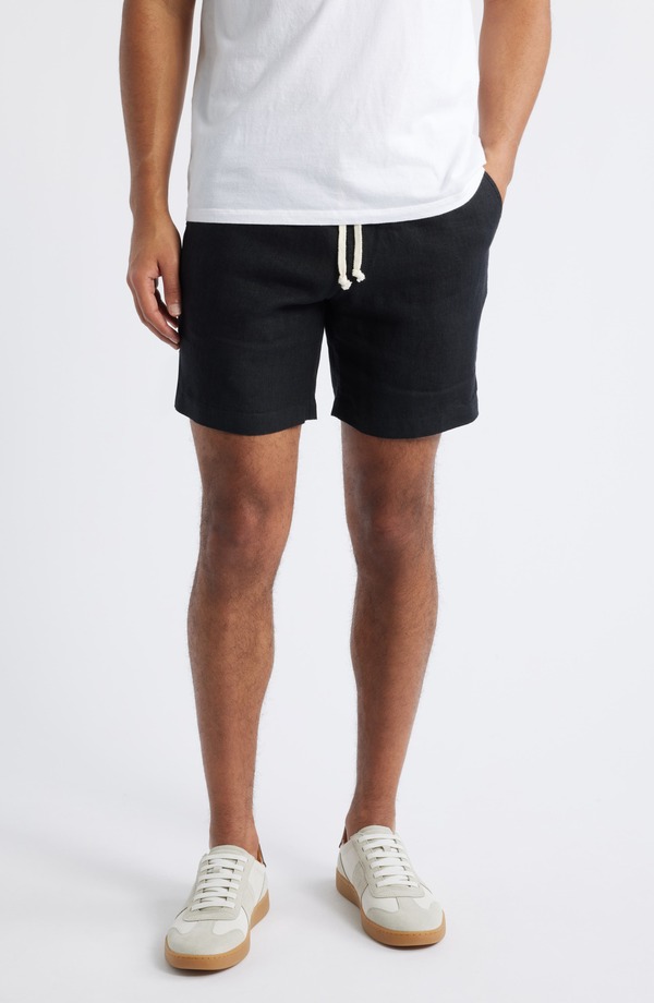 アレックス起重機 メンズ ボトムス 二分の一ズボン下・さる股引き 遊撃手ズボン下 リネン ALEX CRANE Bo Linen Drawstring Shorts Night