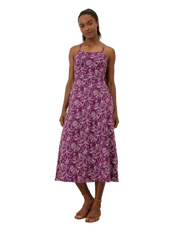 パクト レディース トップス 衣装 midi 綿織物 Pact Organicotton Fit \u0026 Flare Midi Dress Lookinglass Floral Sangria ワンピース-レディースファッション