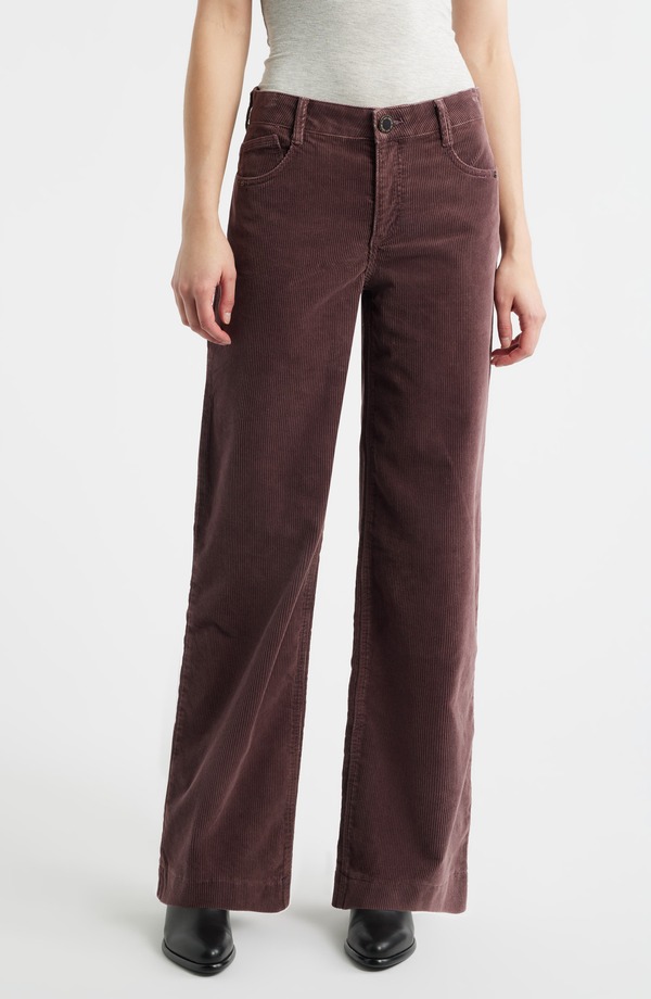 ウィット&ウィズダム レディース ボトムス レギンス ワイドレッグ コーデュロイ ハイウエスト パンツ Wit & Wisdom Sam High Waist Wide Leg Corduroy Pants Washed Oxblood オックスブラッド