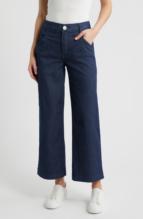 ウィット&ウィズダム レディース ボトムス デニムパンツ ワイドレッグ アンクル ジーンズ Wit & Wisdom Wyatt Skyrise Stripe V-Pocket Ankle Wide Leg Jeans Indigo インディゴ|ReVida 店