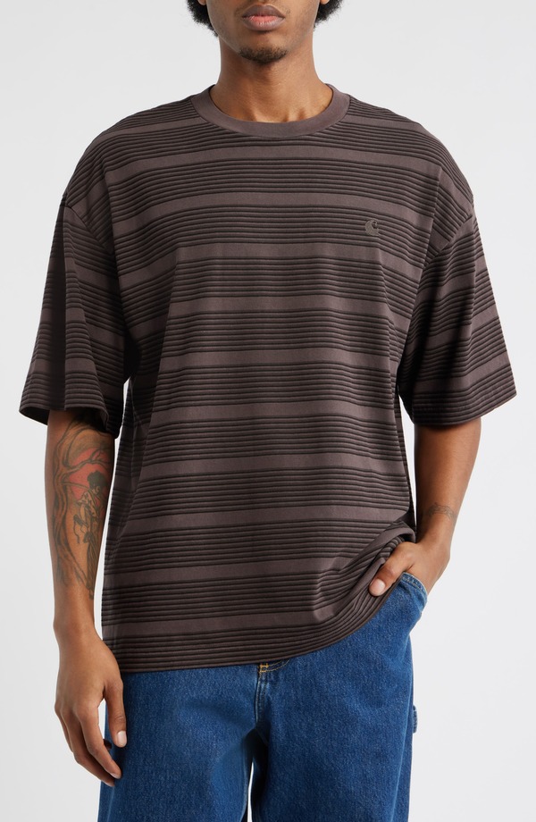 カーハート メンズ トップス Tシャツ コットン ジャージー Carhartt Work In Progress Hanson Stripe Cotton Jersey T-Shirt Hanson Palis ストライプ