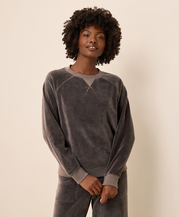 パクト レディース アウター パーカー・スウェット シャツ Pact Pure Velour Crew Sweatshirt Graphite グラファイト|ReVida 店