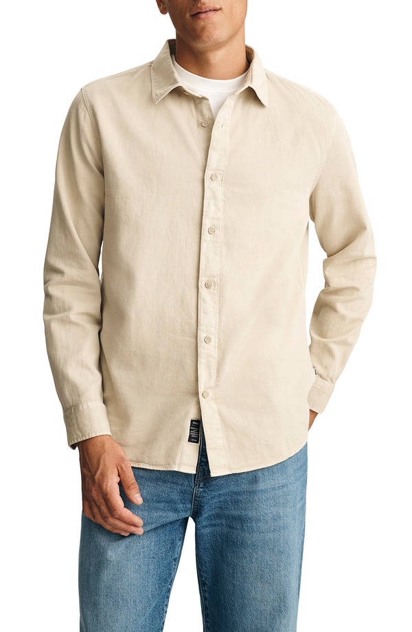 マーヴィ ジーンズ メンズ トップス シャツ コットン リネン Mavi Jeans Cotton & Linen Button-Up Shirt Peyote