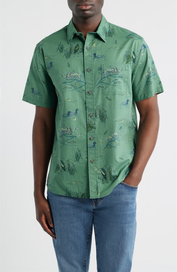 ペンドルトン メンズ トップス シャツ プリント コットン Pendleton Shoreline Nature Print Short Sleeve Cotton Button-Up Shirt Lakeside Green グリーン 19,786円