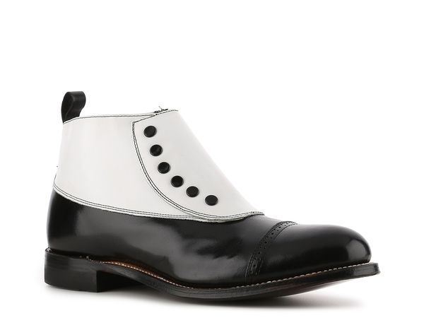 ステイシーアダムス メンズ シューズ ブーツ・レインブーツ キャップ ブーツ Stacy Adams Madison Cap Toe Bootie Black/White ホワイト