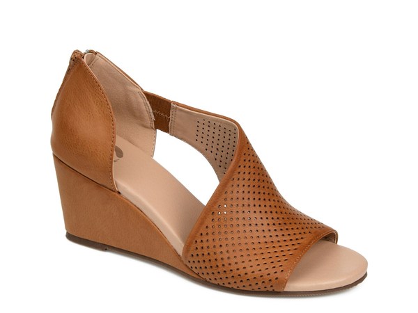 ジュルネ コレクション レディース シューズ サンダル Journee Collection Aretha Wedge Sandal Cognac