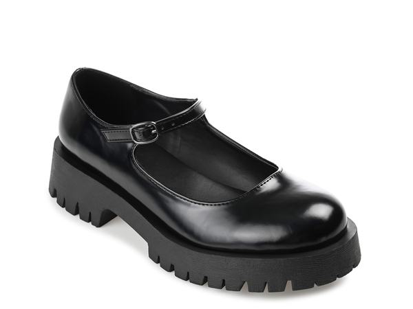 ジュルネ 寄せあわせ レディース シューズ パンプス Journee Collection Kamie Mary Jane Flat Black 黒いこと パンプス-レディース靴