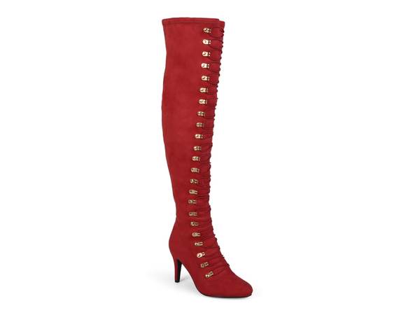 ジュルネ 寄せあわせ レディース シューズ ブーツ・レインブーツ Journee Collection Trill Thigh High Boot Red 赤いこと