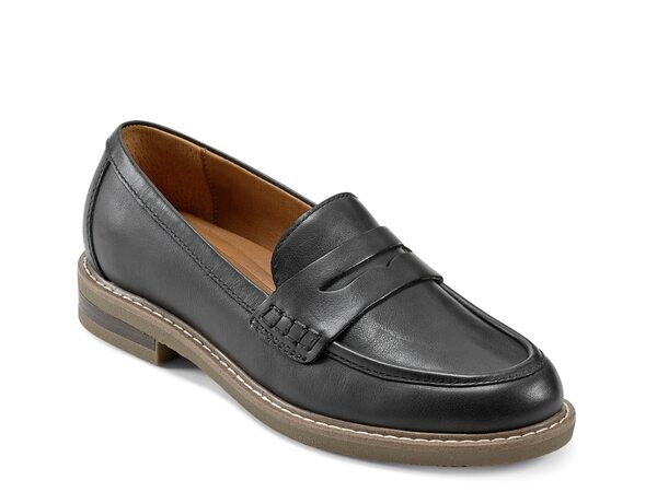 地べた レディース シューズ スリッポン・ローファー Earth JAVA Penny Loafer Black 黒いこと ローファー-レディース靴-靴