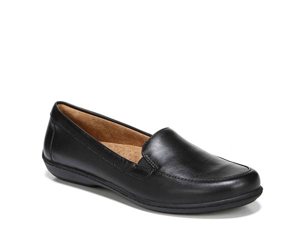 ソウルニュトライザー レディース シューズ スリッポン・ローファー SOUL Naturalizer Kacy Loafer Black Leather 黒いこと