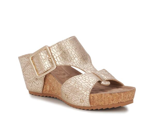 ロスハンマーソン レディース シューズ サンダル Ros Hommerson Thea Wedge Sandal Gold Crinkle Leather ゴールド|ReVida 店