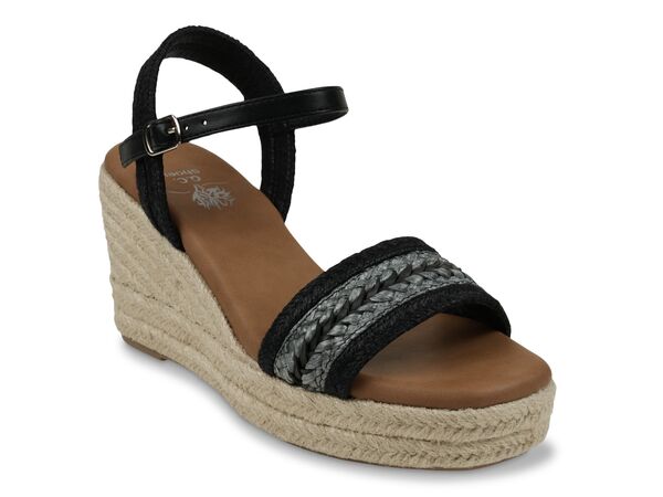 ジーシーシューズ レディース シューズ サンダル GC Shoes Solene Espadrille Wedge Sandal Black ブラック｜ReVida 店