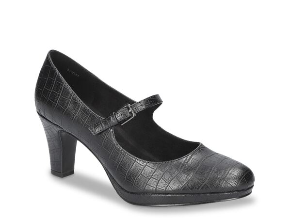 イージーストリート レディース シューズ パンプス Easy Street Zest Mary Jane Pump Black Croc Print Synthetic ブラック｜ReVida 店