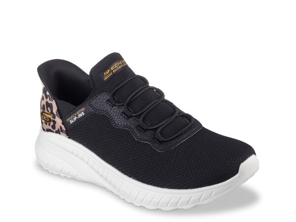 スケッチャーズ レディース シューズ スリッポン・ローファー スニーカー Skechers Hands Free Slip-Ins BOB Squad Chaos Seize The Hour Slip-On Sneaker - Women's Black Cheetah Print ブラック
