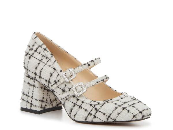 ジェシカシンプソン レディース シューズ パンプス Jessica Simpson Frankey Mary Jane Pump White/Black Plaid Fabric ホワイト