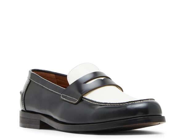 スティーブ マデン メンズ シューズ スリッポン・ローファー Steve Madden Natan Penny Loafer Black/White ホワイト