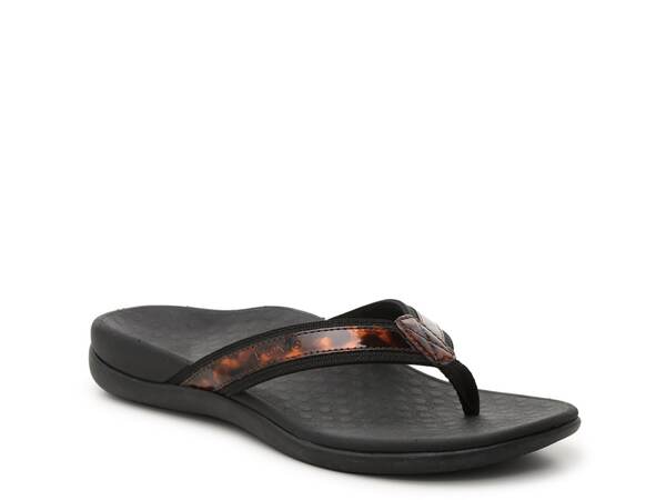 バイオニック レディース シューズ サンダル Vionic Tide II Flip Flop Dark Brown/Black Tortoise Shell ブラック