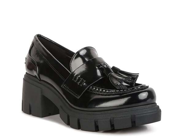 ロンドンラグ レディース シューズ スリッポン・ローファー プラットホーム 置き目毛革 London Rag Jonah Platform Loafer Black 黒いこと ローファー-レディース靴