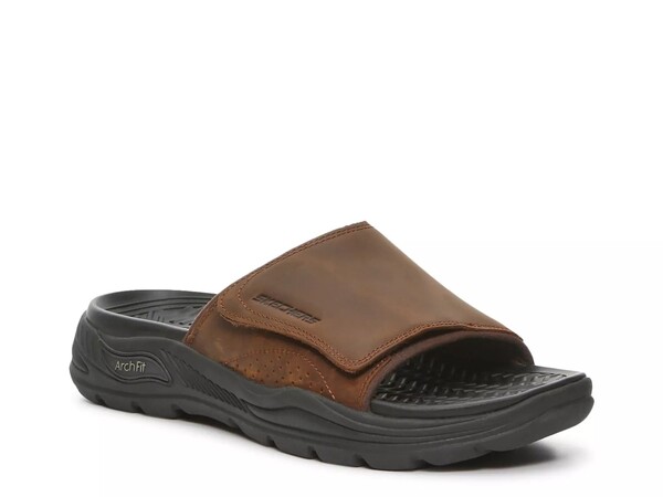 スケッチャーズ メンズ シューズ サンダル Skechers Arch Fit Motley Revelo Sandal Dark Brown ブラウン｜ReVida 店