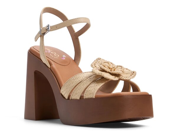 アルド レディース シューズ サンダル プラットフォーム Aldo Beach Bloom Platform Sandal Light Beige ベージュ｜ReVida 店