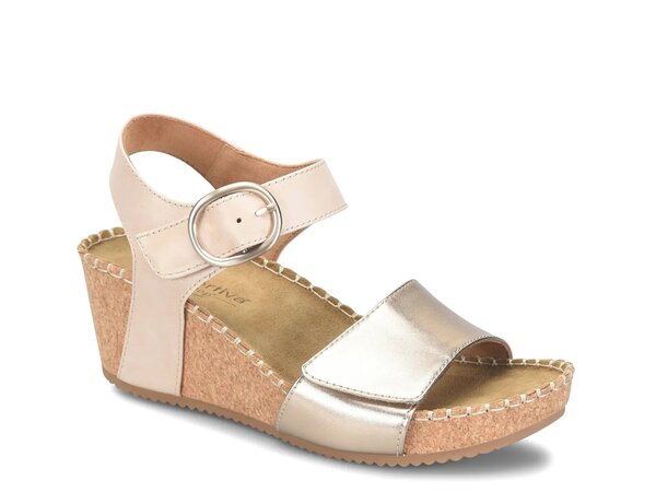 コンフォーティバ レディース シューズ サンダル Comfortiva Eldorah Wedge Sandal Beige/Gold ベージュ