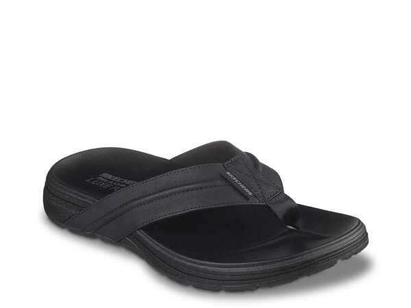 スケッチャーズ メンズ シューズ サンダル リラックスフィット Skechers Relaxed Fit Patino Marlee Flip Flop Black ブラック|ReVida 店