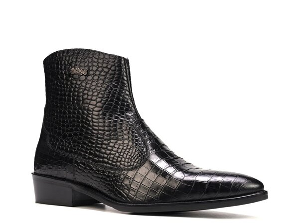 カルロスサンタナ メンズ シューズ ブーツ・レインブーツ Carlos by Carlos Santana Zappa Cowboy Boot Black Croc Print Leather 黒いこと