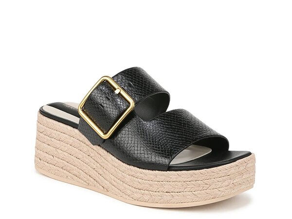 フランコサルト レディース シューズ サンダル Franco Sarto Taziana Espadrille Wedge Sandal Black Snake Print Synthetic ブラック｜ReVida 店