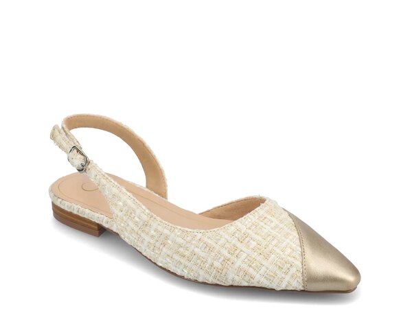 ジャーニー レディース シューズ パンプス Journee Daphnne Flat Gold Metallic/White Tweed Print ホワイト｜ReVida 店