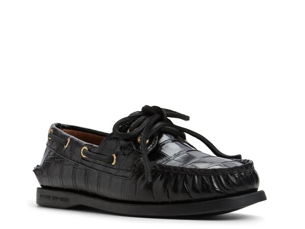 スペリー レディース シューズ 甲板シューズ Sperry Authentic Original 2-Eye Boat Shoe Black 黒いこと 靴-ローファー