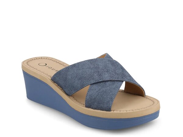 ジャーニー レディース シューズ サンダル Journee Biara Wedge Sandal Blue ブルー