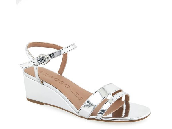 エアロソールズ レディース シューズ サンダル Aerosoles Witt Wedge Sandal Silver Metallic Patent シルバー