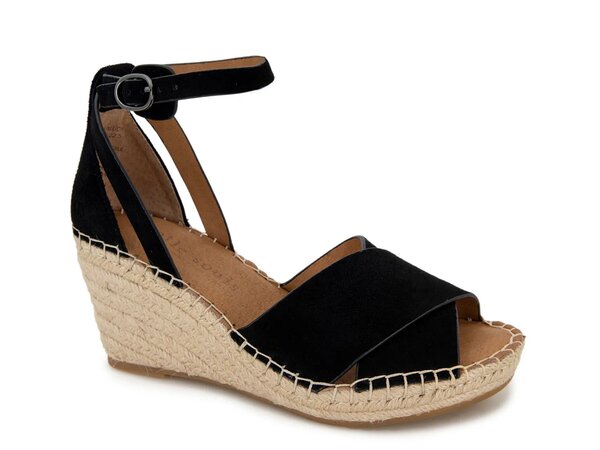 ケネスコール レディース シューズ サンダル Gentle Souls by Kenneth Cole Charli Wedge Sandal Black Nubuck Leather ブラック|ReVida 店