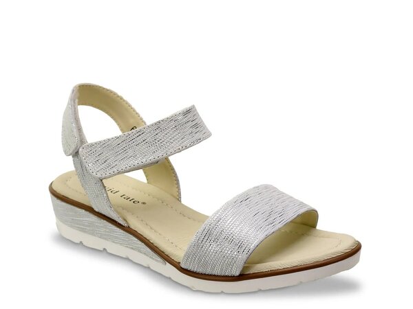 ダイビッドテイト レディース シューズ サンダル David Tate Samba Wedge Sandal Silver Metallic シルバー