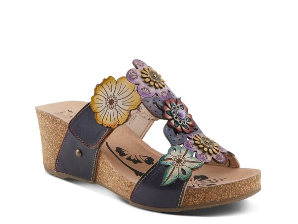 ラリティステ レディース シューズ サンダル L'Artiste Pretty Petals Wedge Sandal Navy ネイビー