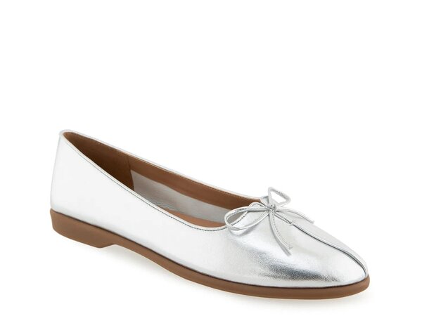 エアロソールズ レディース シューズ パンプス Aerosoles Novia Ballet Flat Silver Metallic Leather シルバー
