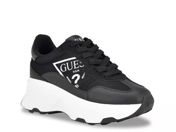 ゲス レディース シューズ スニーカー Guess Calebb Sneaker Black/White ホワイト