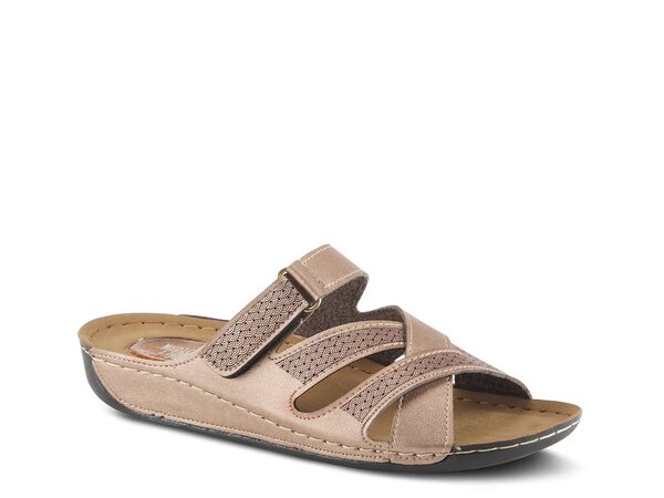フレクサス レディース シューズ サンダル Flexus Karl Wedge Sandal Cognac