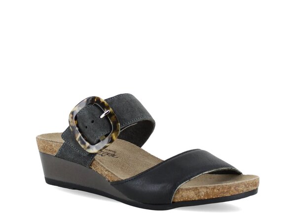 【送料無料】 ナオト レディース サンダル シューズ Kingdom Wedge Sandal Midnight Black Leather画像