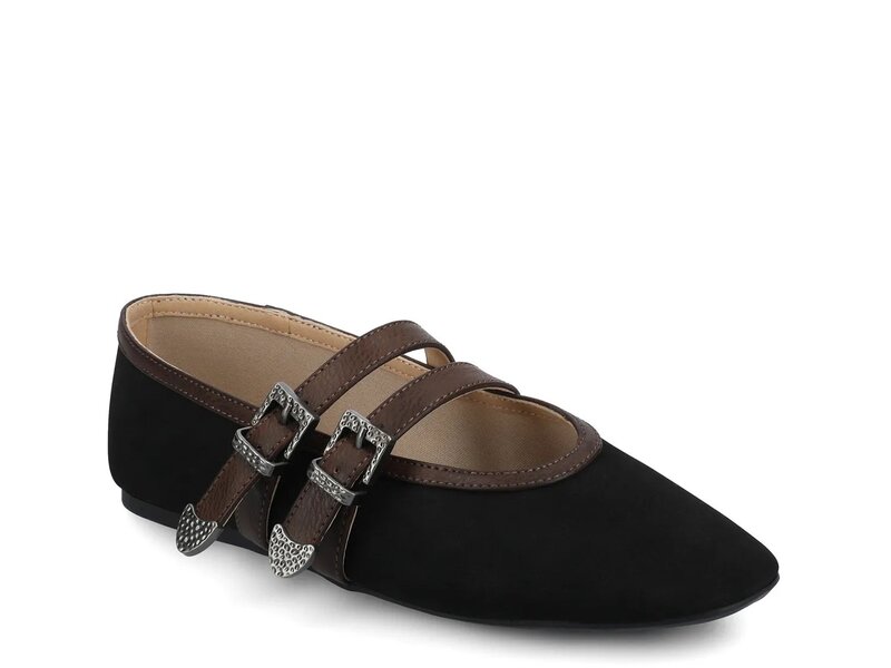 ジャーニー レディース シューズ パンプス Journee Florene Mary Jane Flat Black/Brown ブラック