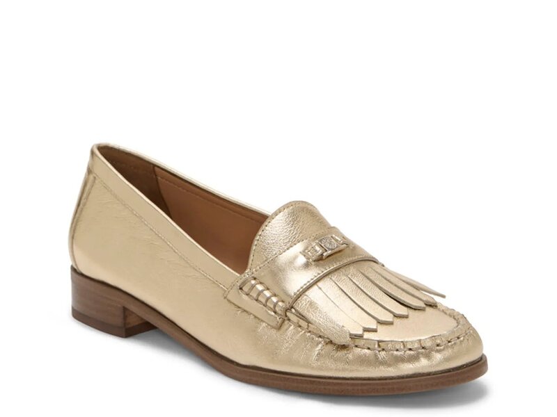 ヴィンスカムート レディース シューズ スリッポン・ローファー Vince Camuto Cosette Penny Loafer Gold Metallic Leather ゴールド｜ReVida 店