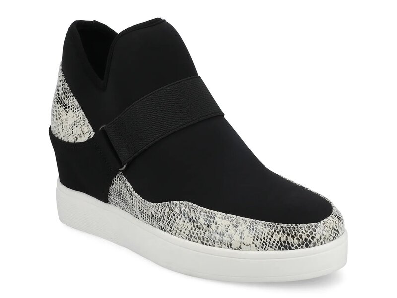 周遊 レディース シューズ スニーカー Journee Damari Wedge Sneaker Black/Grey Snake Print 黒いこと