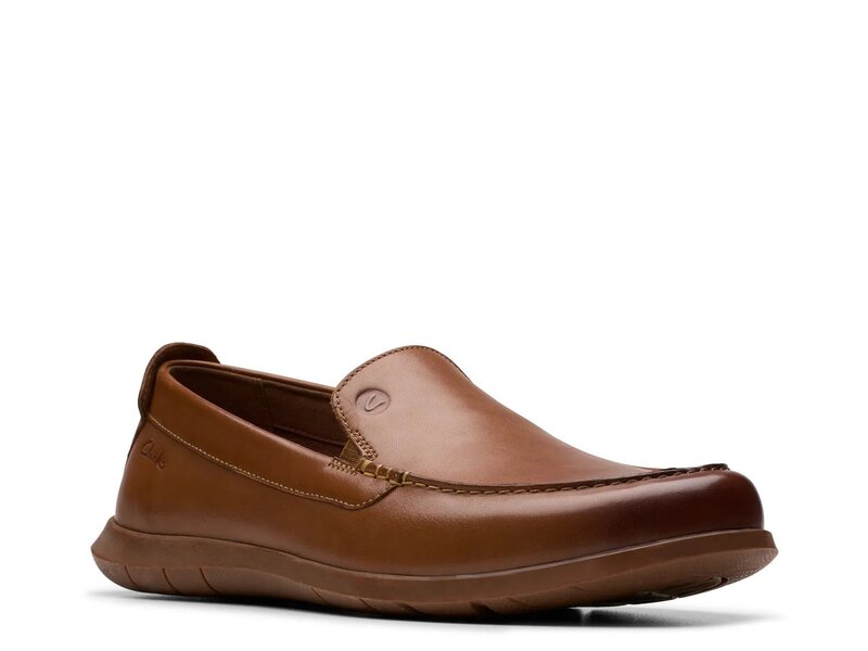 クラークス メンズ シューズ スリッポン・ローファー Clarks Flexway Step Slip-On Tan Leather タン